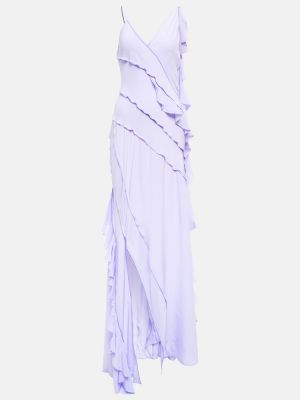 Asymetrické šifonové hodvábne dlouhé šaty Victoria Beckham fialová