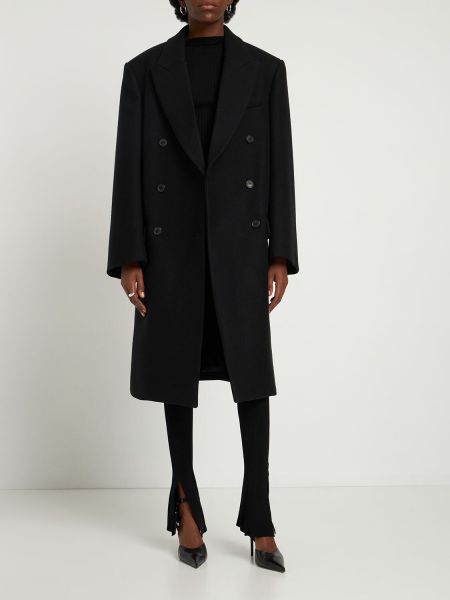 Vilnonis paltas oversize Wardrobe.nyc juoda