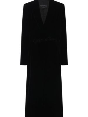 Шелковое пальто из вискозы Giorgio Armani черное