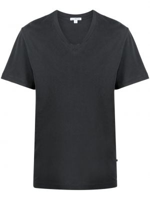 T-shirt con scollo a v James Perse grigio