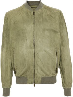 Bomber jakna od brušene kože s patentnim zatvaračem Salvatore Santoro zelena