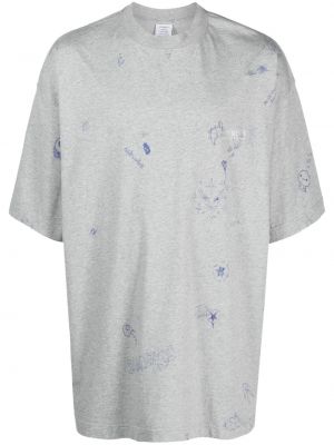 Βαμβακερή μπλούζα με σχέδιο Vetements γκρι