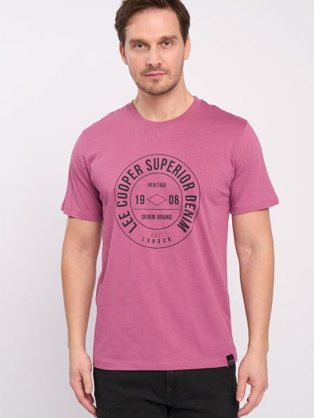 Хлопковая футболка Lee Cooper розовая