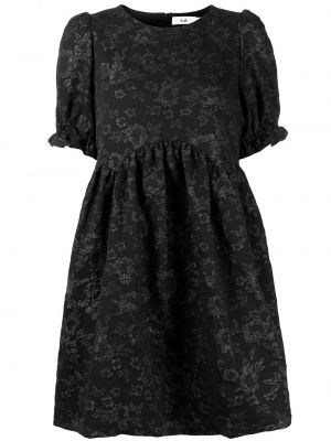 Mini obleka s cvetličnim vzorcem iz žakarda B+ab črna