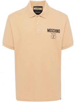 Поло тениска с принт Moschino бежово