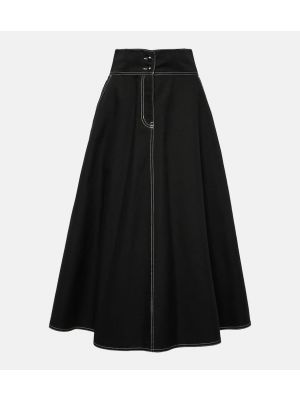 Falda midi de lino de algodón Max Mara negro