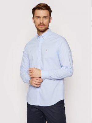 Bavlnená slim fit priliehavá košeľa Gant - modrá