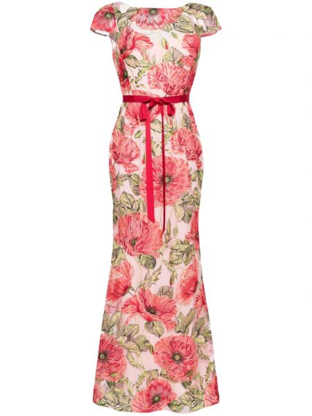 Večernja haljina s cvjetnim printom od tila Marchesa Notte