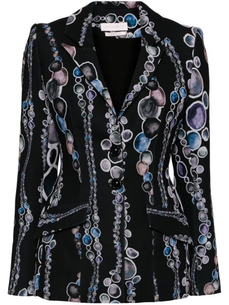 Abstrakter langer blazer mit print Saiid Kobeisy blau