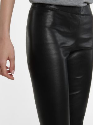 Δερμάτινο παντελόνι με ίσιο πόδι The Row μαύρο