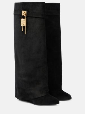 Stivali di gomma in pelle scamosciata Givenchy nero