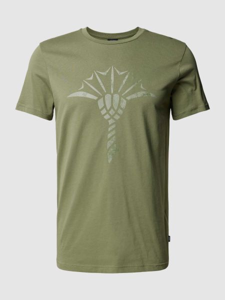 Koszulka bawełniana z nadrukiem Joop! Collection zielona
