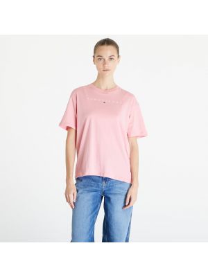 Μπλούζα με κοντό μανίκι σε φαρδιά γραμμή Tommy Jeans ροζ