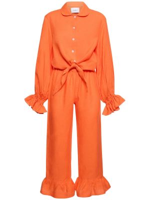 Lanena ukrojena obleka Sleeper oranžna