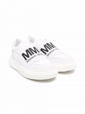 Skli på trykt slip-on sneakers for jenter Mm6 Maison Margiela Kids hvit