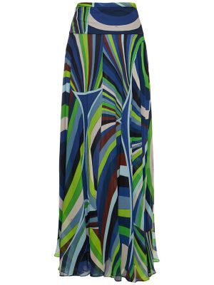Šifonové hedvábné dlouhá sukně s vysokým pasem Pucci