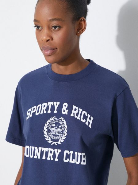 Синяя хлопковая футболка Sporty & Rich