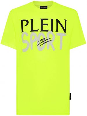 Kokvilnas sporta t-krekls ar apdruku Plein Sport dzeltens