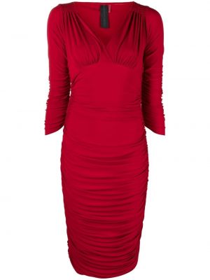 Drapované koktejlkové šaty Norma Kamali červená