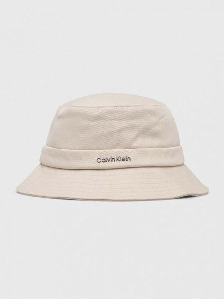 Хлопковая шапка Calvin Klein бежевая