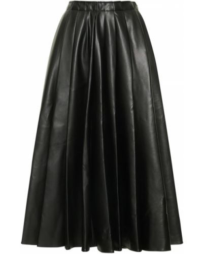Plisované kožená sukně z imitace kůže Deveaux černé