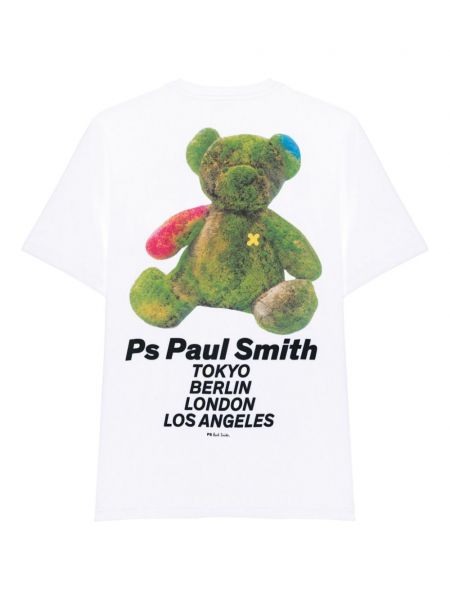 Raštuotas medvilninis marškinėliai Ps Paul Smith balta