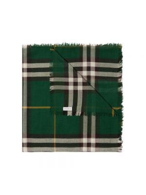 Bufanda con flecos de lana a cuadros Burberry verde