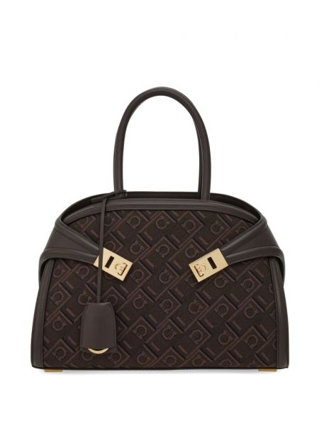 Jacquard mini taske Ferragamo brun