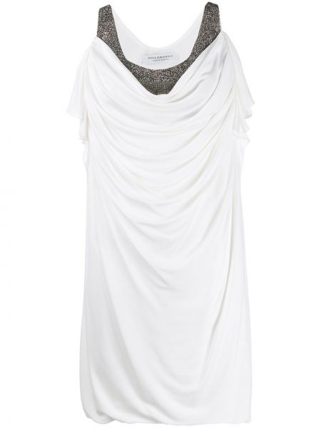 Vestido de cóctel drapeado Philosophy Di Lorenzo Serafini blanco