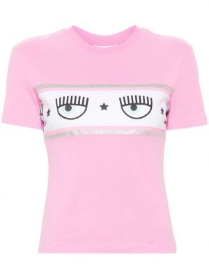 Koszulka z nadrukiem Chiara Ferragni różowa