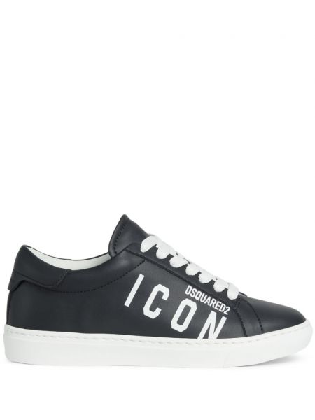 Læder sneakers Dsquared2 sort