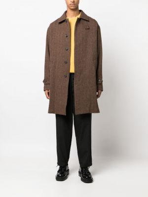 Vilnonis paltas su eglutės raštu Mackintosh ruda