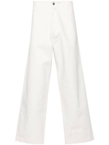 Bombažne ravne hlače Emporio Armani bela