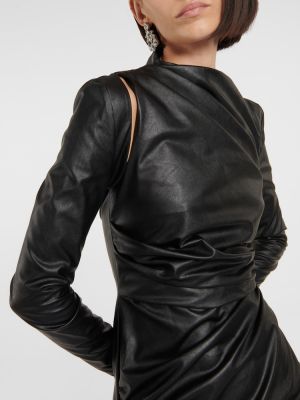 Vestido midi de cuero con volantes de cuero sintético Tom Ford negro