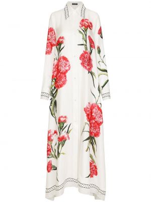 Robe chemise à fleurs Dolce & Gabbana blanc