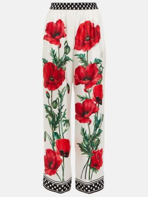 Kvetinové hodvábne nohavice s vysokým pásom Dolce&gabbana