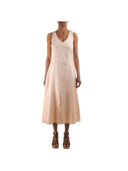 Sukienka midi bez rękawów z dekoltem w serek Armani Exchange różowa