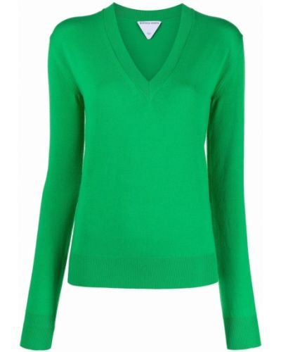 Jersey con escote v de tela jersey Bottega Veneta verde