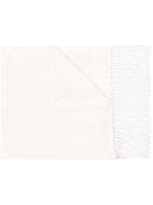 Jedwabna szal z frędzli Yves Saint Laurent Pre-owned biała