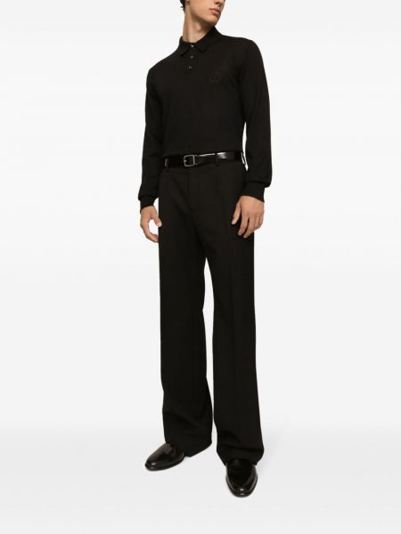 Kašmira polo krekls ar izšuvumiem Dolce & Gabbana melns