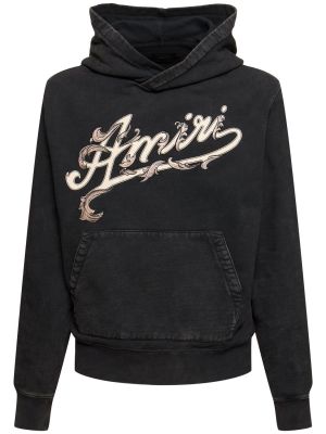 Pamučna hoodie s kapuljačom Amiri crna