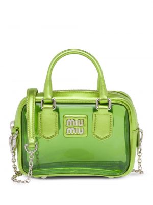 Priehľadná kožená taška Miu Miu zelená