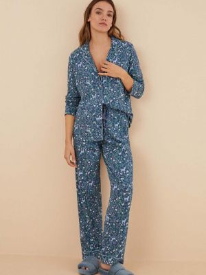 Piżama bawełniana Women'secret niebieska