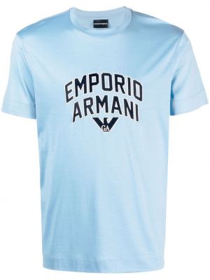 Памучна тениска с принт от лиосел Emporio Armani