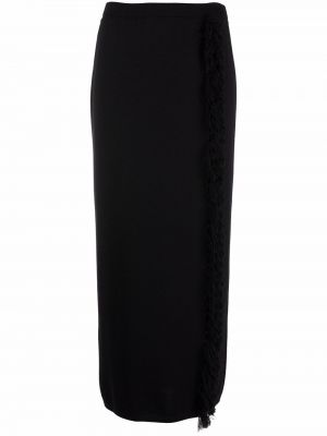 Falda con flecos de punto Chanel Pre-owned negro