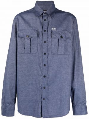 Raštuota medvilninė marškiniai Dsquared2 mėlyna