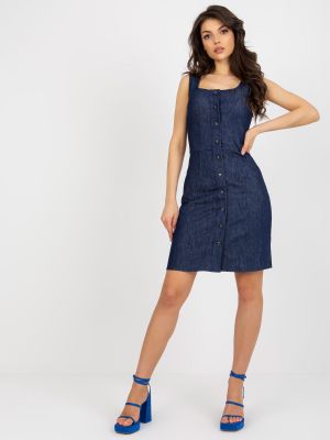 Džínsové šaty s cvočkami Fashionhunters modrá