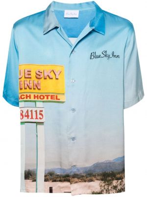 Raštuota marškiniai Blue Sky Inn mėlyna