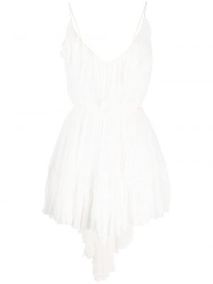 Asimetrična svilena mini obleka Nissa bela