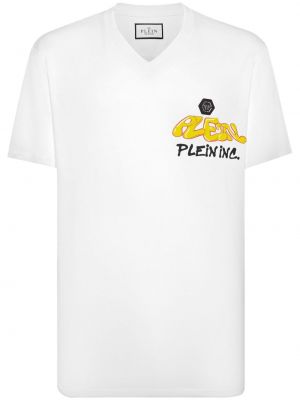 Βαμβακερή μπλούζα με σχέδιο Philipp Plein λευκό
